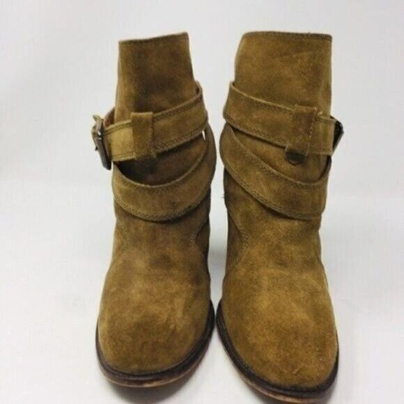 Zara womans suede leather ankle boots EU 38 BoxT Brown Heels Bohemian - Picture 2 of 7